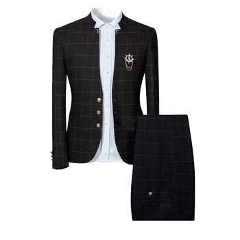 Классические мужские костюмы в клетку Fomal, однобортный пиджак, брюки, обычная приталенная одежда из двух частей, пальто Vestido De Noiva 2023 г.
