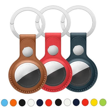 Кожаное кольцо для ключей Apple Airtags Case Защитный чехол для бампера Аксессуары для отслеживания с защитой от царапин airtag Keychain case