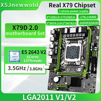 Комплект материнской платы X79D2.0 с процессором E5 2643V2 С поддержкой DDR3 Dual Channels LGA2011 NVME M.2 SATA 3.0 Xeon Kit