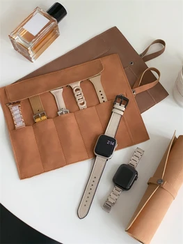 Корейский чехол-органайзер для часов из матовой кожи, переносной для Apple Watch, сумка для хранения ремешка, сумка для ремешка для часов, сумка для ремней, сумка