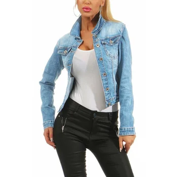 Короткая тонкая женская джинсовая куртка, удобное мягкое стрейчевое пальто, выстиранный однотонный осенне-зимний модный сексуальный топ 6121