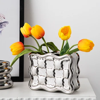 Креативная ваза для гостиной в скандинавском стиле, украшение комнаты, Керамическая ваза, кашпо, цветы, декоративные вазы, современный подарок