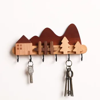 Креативная вешалка для ключей из массива дерева в европейском стиле, украшение гостиной, настенный крючок для пальто и шляпы, подвесные декоративные крючки