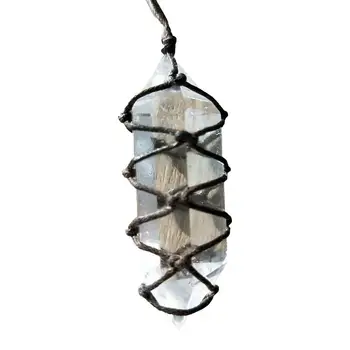Креативный кварцевый кулон с двойным наконечником, Подвески на каменных столбах, Ожерелье, Подвеска из белого флюорита, Хрустальный камень с веревкой ручной работы