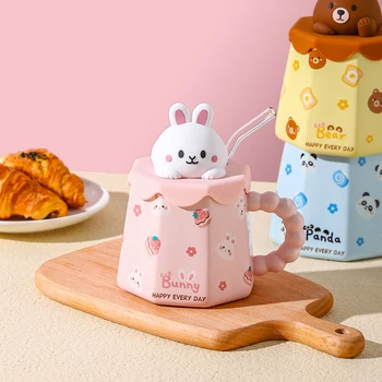 Кружка Chuan Dao house с крышкой, милая керамическая чашка, детский подарок на день рождения, новая кофейная чашка с кроликом 2023.