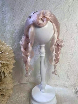 Кукольные парики для Blythe Qbaby, мохеровые розовые волнистые рулоны, 9-10-дюймовые накладки на голову