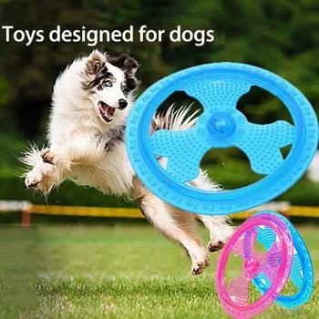 Летающий диск Спортивная игрушка для собак с мигающими светодиодными лампочками TPR Дисковая игрушка для домашних животных для собак, играющих в ночное время, Интерактивные обучающие игрушки