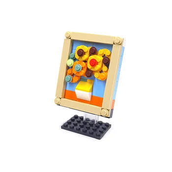 МИНИ-3D-картина MOC Model Маленькие украшения Всемирно известная картина Строительные блоки Девушка в серьгах Подсолнух Подарок для детей