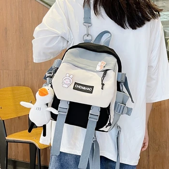 Маленькие женские рюкзаки Мини Школьные сумки контрастного цвета для девочек Водонепроницаемая нейлоновая ткань Школьная сумка для девочек в японском стиле Mochilas
