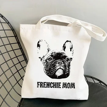 Милая хозяйственная сумка French Bulldog, повседневные эко-сумки-тоут для женщин, большая вместительная сумка для покупок с ручкой