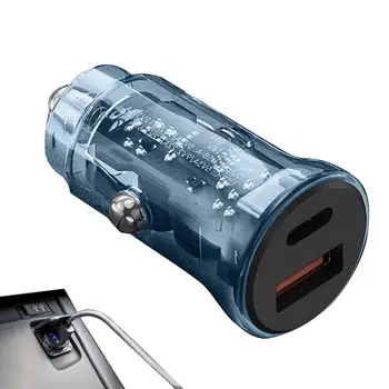 Мини-Автомобильное зарядное устройство Прозрачные Автомобильные Зарядные устройства для мобильных телефонов Двухпортовый автомобильный USB-адаптер Портативное Автомобильное зарядное устройство USB мощностью 30 Вт для быстрой зарядки