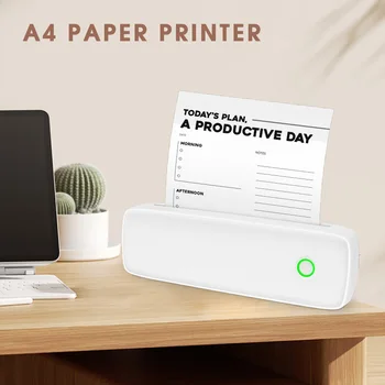Мини-принтер формата А4 Беспроводной Портативный термопринтер для путешествий, бизнеса, офисной работы, домашней работы, мобильного телефона, принтера документов