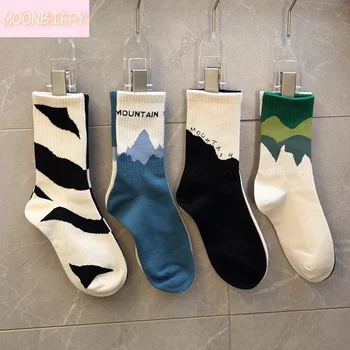 Модные мужские носки в стиле A/B с асимметричным рисунком, уличный Хип-хоп, мужские хлопчатобумажные носки для скейтбординга, дышащие носки Harajuku Calcetines Hombre