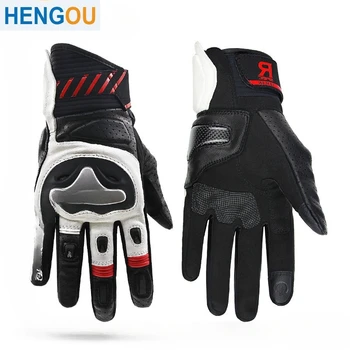 Мотоциклетные перчатки Мужские Кожаные Ретро-перчатки для мотоциклистов, Защитные перчатки для мотокросса с сенсорным экраном, на четыре сезона