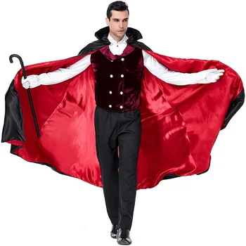Мужская одежда вампира, одежда графа Дракулы, Красный жилет, комплект накидки, костюмы для аниме-игр Для мальчиков, костюм для Хэллоуина, Плащ, Комплект брюк