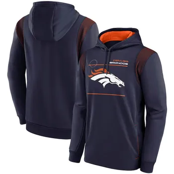 Мужская толстовка-пуловер с логотипом Denver Broncos Sideline Performance с капюшоном