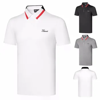 Мужская футболка для гольфа, летняя спортивная одежда для гольфа, рубашка с коротким рукавом, дышащие рубашки поло сухой посадки для мужчин