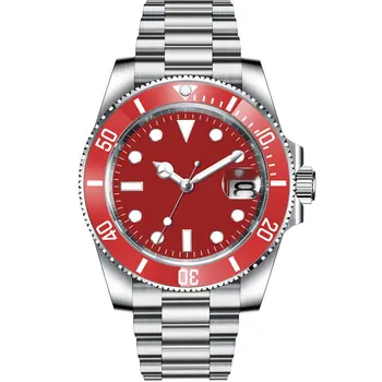 Мужские часы, роскошные автоматические красные часы, мужские механические наручные часы из сапфирового стекла
