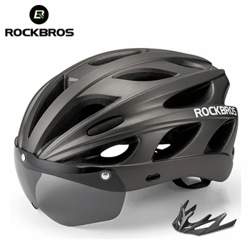 Мужской велосипедный шлем ROCKBROS из пенополистирола, дышащий велосипедный шлем из пенополистирола, мужские Женские очки, линзы, шлем для шоссейного велосипеда Aero MTB