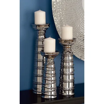 Набор из 3 свечей, серебряный керамический подсвечник, декоративные элементы для украшения стола, подсвечники для свечей и ручки