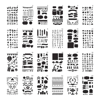 Набор шаблонов для рисования своими руками, 24 шт. многоразовых трафаретов для ведения журнала, скрапбукинга