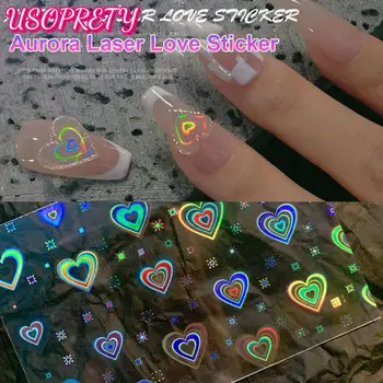 Наклейка для ногтей Маникюр Love Stars Aurora Лазерные наклейки для ногтей Украшения Флэш-украшения для ногтей Универсальные наклейки Советы
