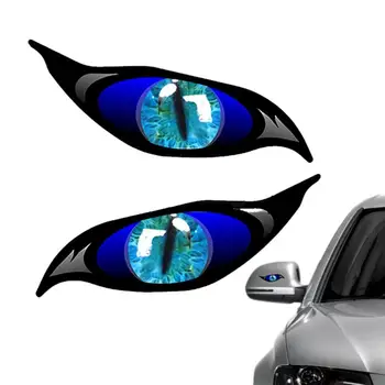 Наклейки с кошачьим глазом для автомобильного глаза, наклейка на зеркало, 2 шт, Ужасающие автомобильные наклейки для ночного вождения