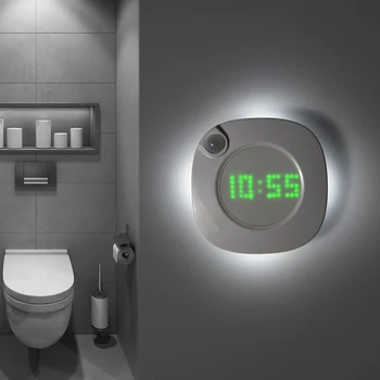 Настенный светильник современного дизайна USB с датчиком движения, ночник PIR, светодиодные светильники для ванной комнаты, настенные часы на 360 градусов, цифровые часы