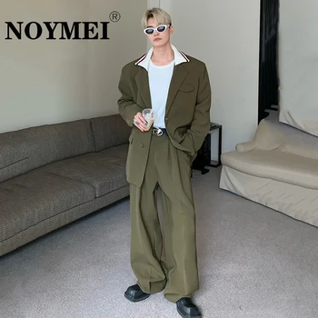 Нишевый дизайн NOYMEI, Элегантные костюмы для мужчин, Вязаные Блейзеры с лоскутными накладками, Деловые Повседневные брюки высокого качества WA2737