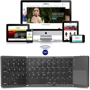 Новая портативная Мини-клавиатура Bluetooth с тремя складываниями, беспроводная складная сенсорная панель для планшета IOS Android Windows ipad