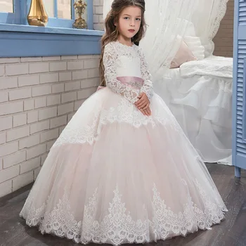 Новое стильное детское пончо с двойным кружевом и длинными рукавами в цветочек для зимних танцев, свадебное платье