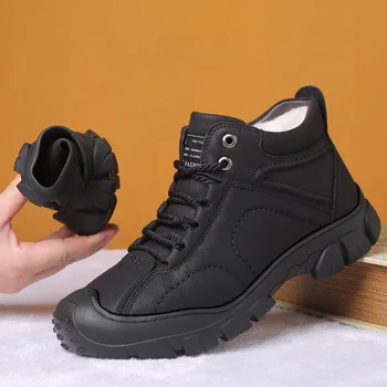 Новые зимние мужские зимние ботинки с плюшевым утеплителем и высокими нескользящими мужскими ботинками w-0d011