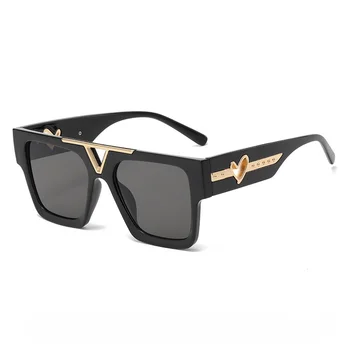 Новые роскошные Гламурные солнцезащитные очки для мужчин и женщин Love Glasses Унисекс Модные Квадратные оттенки UV400