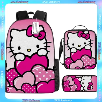 Новый рюкзак Sanrio, 3 шт./компл., школьные сумки, школьный рюкзак для студентов, дорожный рюкзак, сумка для ланча, пенал, подарок для детей, студентов
