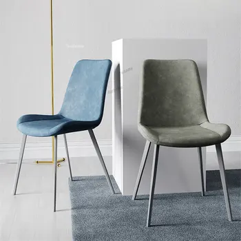 Обеденный стул из скандинавского железа для кухни, мебель для столовой, минималистичные обеденные стулья, современный роскошный креативный стул с кожаной спинкой GM