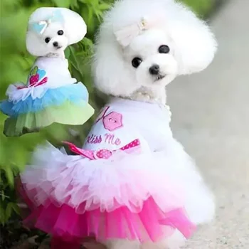 Одежда для собак Хлопковое платье принцессы для щенков разных размеров И на все сезоны Удобное для маленьких милых собачьих питомцев