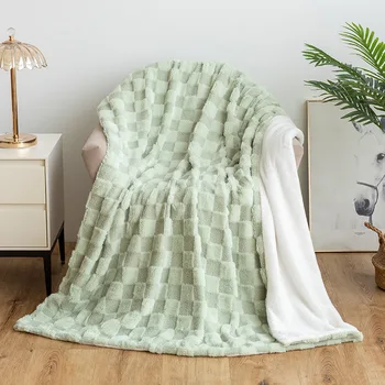 Одеяло из меха кролика, одеяло для обеденного перерыва, одеяло для дивана для отдыха, фланелевое одеяло для кондиционера, жаккардовое покрывало