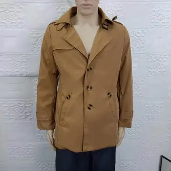 Однотонное пальто обычного покроя Стильное мужское пальто средней длины, Ветрозащитная повседневная уличная куртка с отворотом на осень