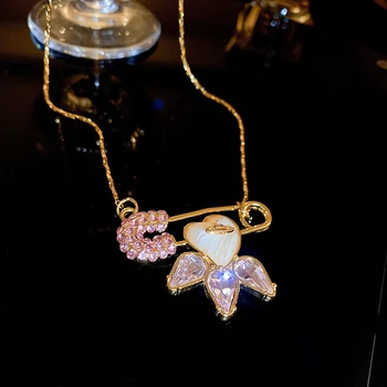 Ожерелье с подвеской в виде булавки с кристаллами и ключицей Advanced Sense Niche Necklaces