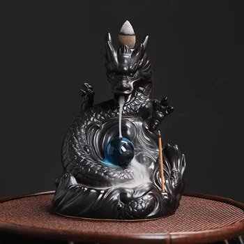 Оригинальная классическая китайская курильница с обратным потоком дракона креативное керамическое украшение для курильницы с большим драконом из бисера