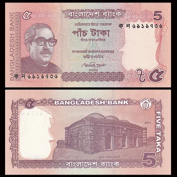 Оригинальные Бангладеш 5 Така старые бумажные деньги UNC Банкноты Предметы коллекционирования, а не валюта