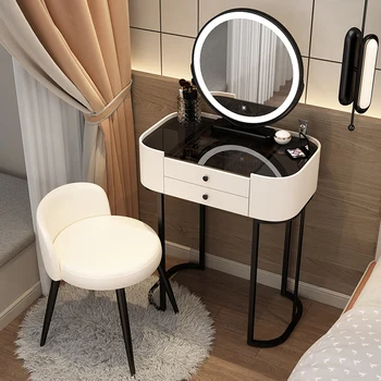 Осветительное Кресло Туалетный столик Для макияжа Светодиодные лампы Для хранения Вещей Туалетный столик Nordic Органайзеры Современная мебель для спальни Tocador