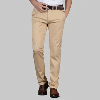 Осенне-зимние мужские Классические Летние Тонкие повседневные брюки делового однотонного цвета, модные эластичные хлопковые облегающие брендовые брюки, мужские D24