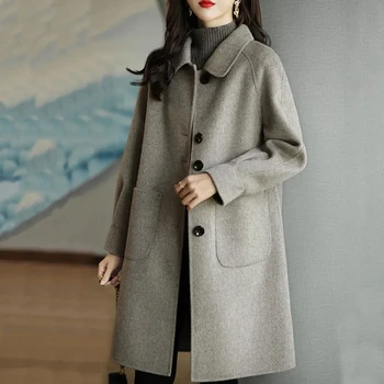 Осень и зима 2023, Новая мода, Свободная Удобная женская шерстяная куртка, Элегантный темперамент, Универсальное женское шерстяное пальто