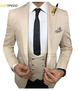 Официальный костюм для мужчин, Вечерняя вечеринка, Элегантные костюмы на заказ, деловые мероприятия, Классическая куртка, жилет, Брюки, Наряды из трех частей