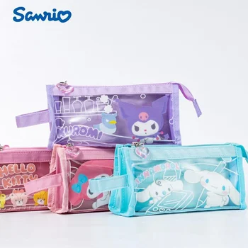 Пенал Sanrio большой емкости Kawaii Hellokitty Cinnamoroll Melody, Школьные карандаши, сумка, пенал для ручек, Канцелярские принадлежности