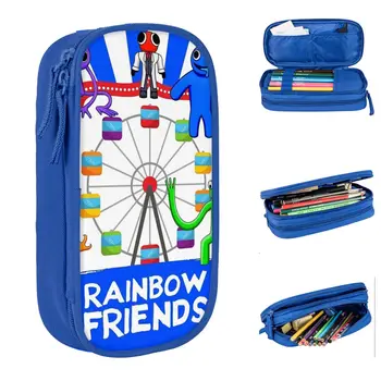 Пеналы Rainbow Friends Odd World, синяя сумка-держатель для ручек для студентов, большая коробка для хранения, школьный косметический пенал для карандашей