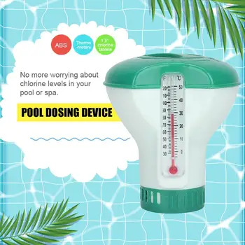 Плавающий дозатор химического хлора для бассейна, Автоматический дезинфекционный насос с термометром
