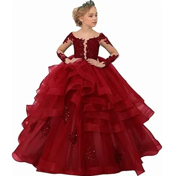 Платье для девочек на день рождения, Зеленое кружевное платье для девочек в цветочек, платье для свадебной вечеринки, платья для рождественской принцессы для девочек, Первое сообщение