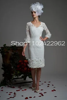 Платье-футляр длиной до колен с коротким рукавом для матери невесты и жениха, платье для крестной матери с 3D цветочным V-образным вырезом для гостей на свадьбе